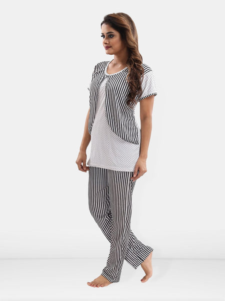 Be You Striped Satin Night Suit