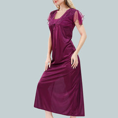 Be You Square Neck Lace Up Details Satin Maxi Nightdress With Robe