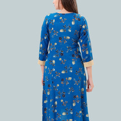 Be You Floral Printed Round Neck Maternity A-Line Kurta