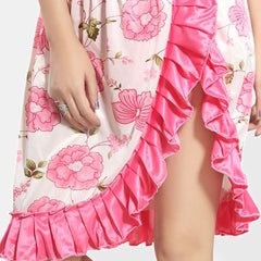 Be You Self Design Shoulder Strap Satin Nightdress