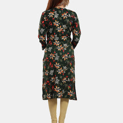 Be You Floral Printed Round Neck Maternity Straight Kurta