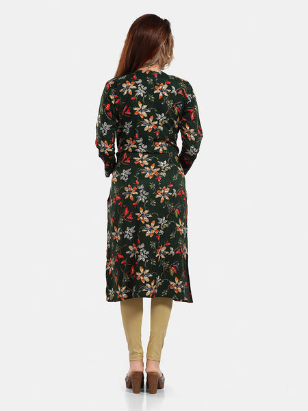 Be You Floral Printed Round Neck Maternity Straight Kurta