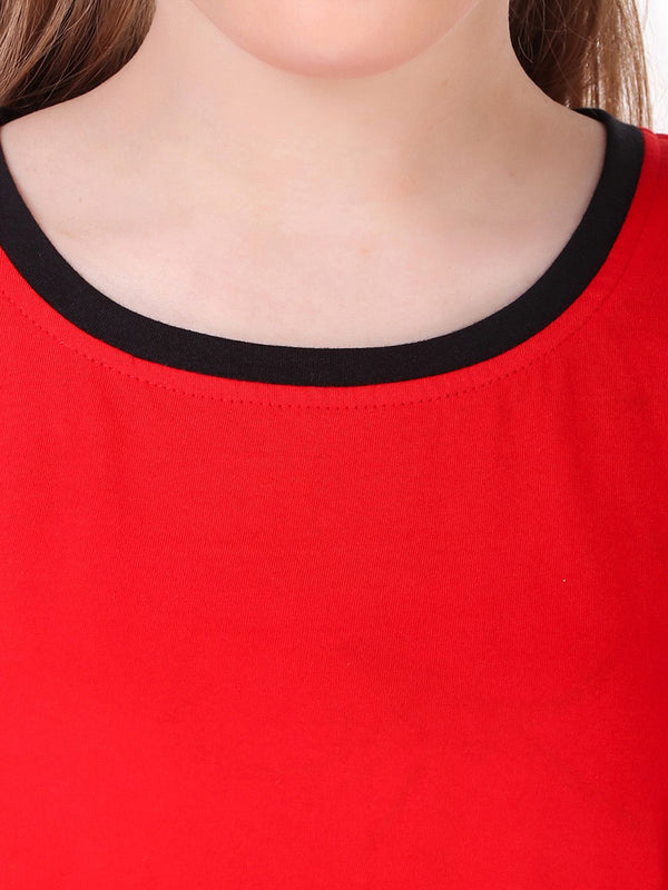 Be You Women Red & Black Night suit