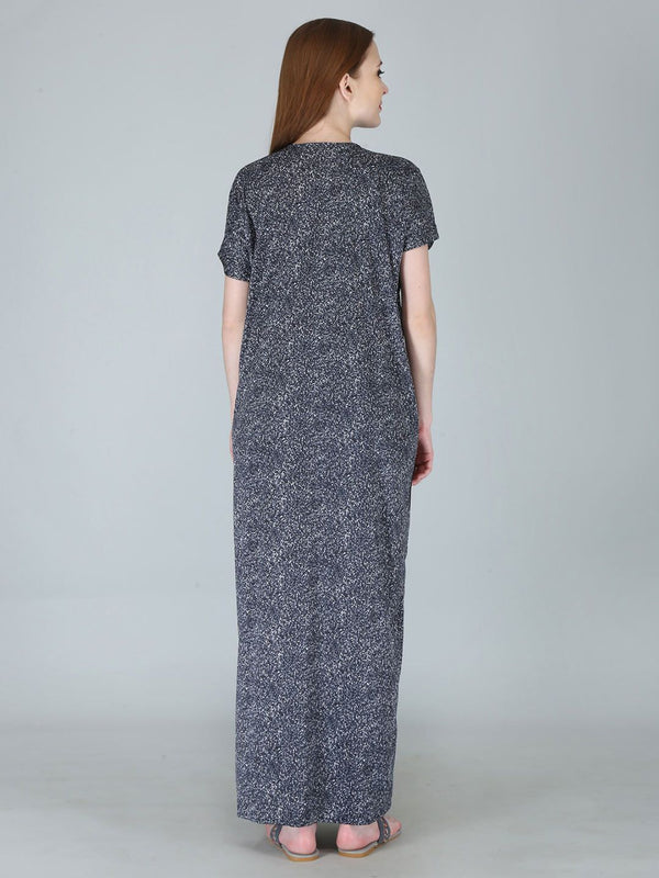 Be You Women Printed Satin Maxi Nightdress