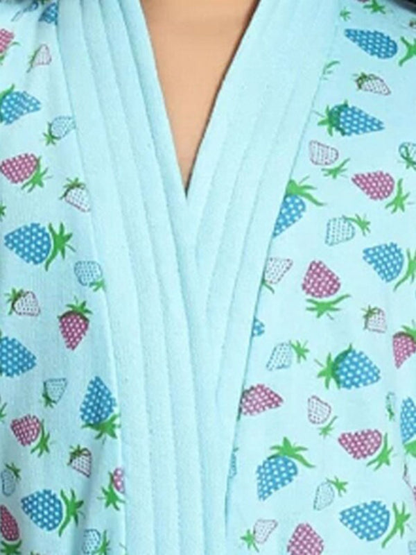 Be You Blue Conversational Cotton Drawstring Knee Length Bath Robe