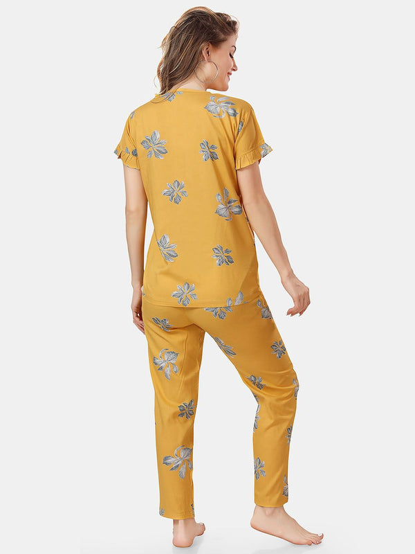 Be You Floral Printed Ruffles Night Suit