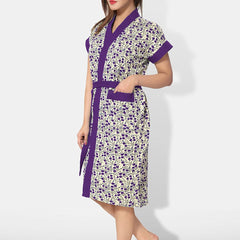 Be You Women Floral Printed Cotton Anti-bacterial Super Soft Bath Robe With Belt