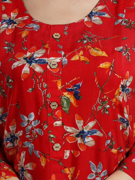 Be You Floral Printed Maternity Straight Kurta