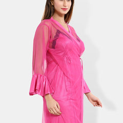 Be You Sleeveless Net Nightdress With Robe