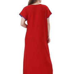 Be You Red Embroidered Maxi Nightdress