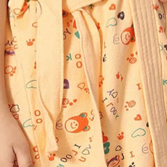 Be You Peach Conversational Cotton Drawstring Knee Length Bath Robe