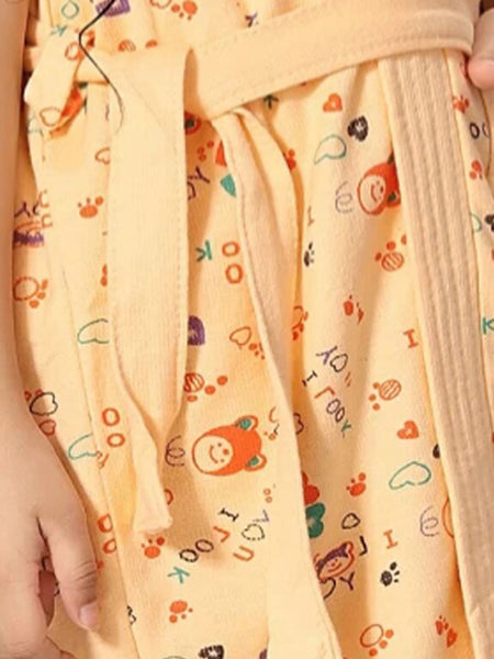 Be You Peach Conversational Cotton Drawstring Knee Length Bath Robe