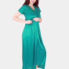 Be You Floral Lace Shoulder Straps Satin Maxi Nightdress With Robe
