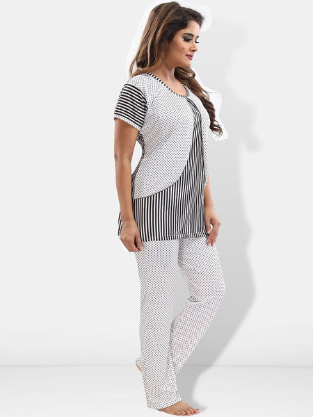 Be You Striped Satin Night Suit