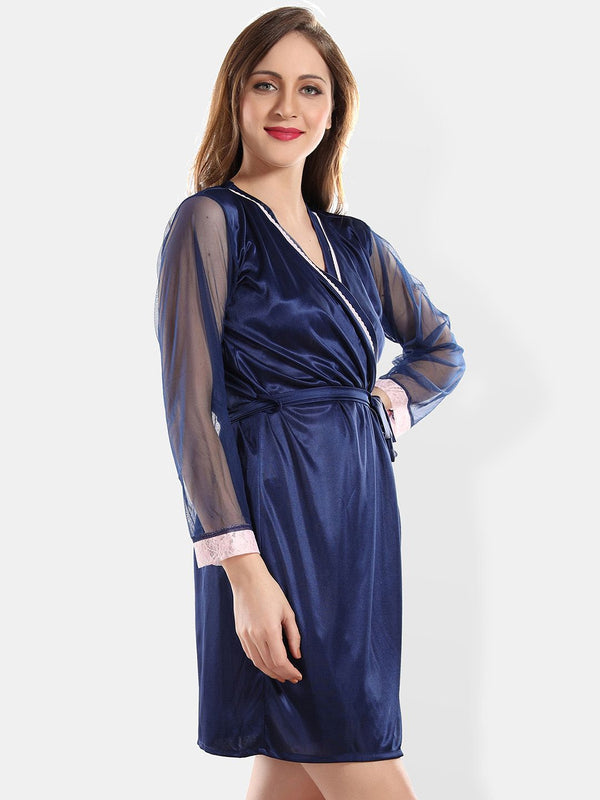 Be You Shoulder Straps Nightdress With Robe & Briefs