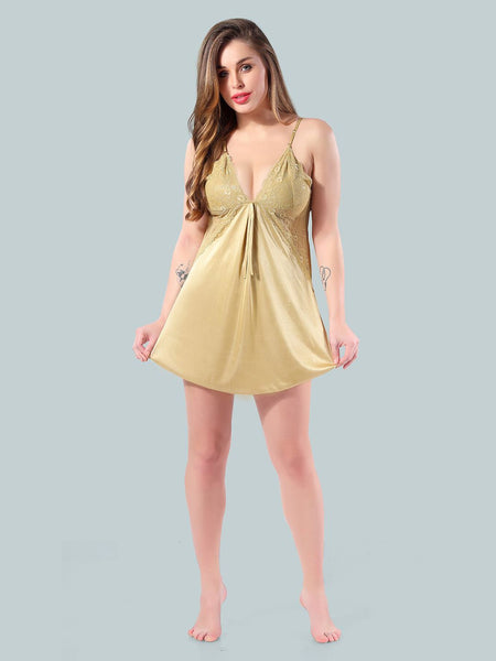 Be You Women Gold-Toned Nightdress
