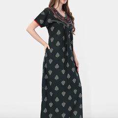 Be You Green Embroidered Maxi Nightdress