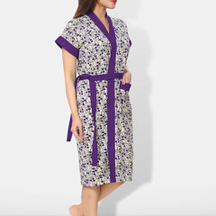 Be You Women Floral Printed Cotton Anti-bacterial Super Soft Bath Robe With Belt