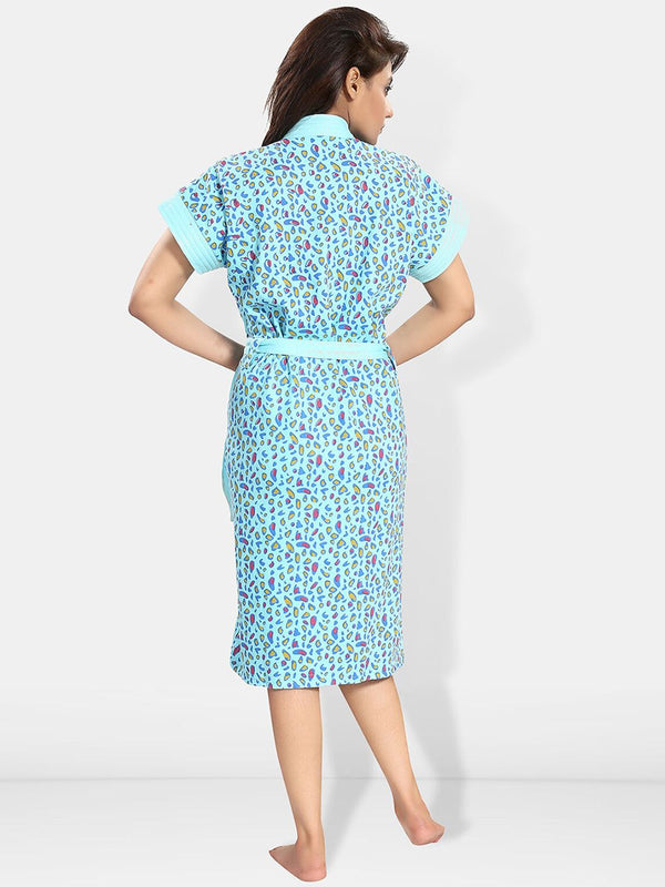 Be You Women Printed Cotton Anti-bacterial Super Soft Bath Robe With Belt