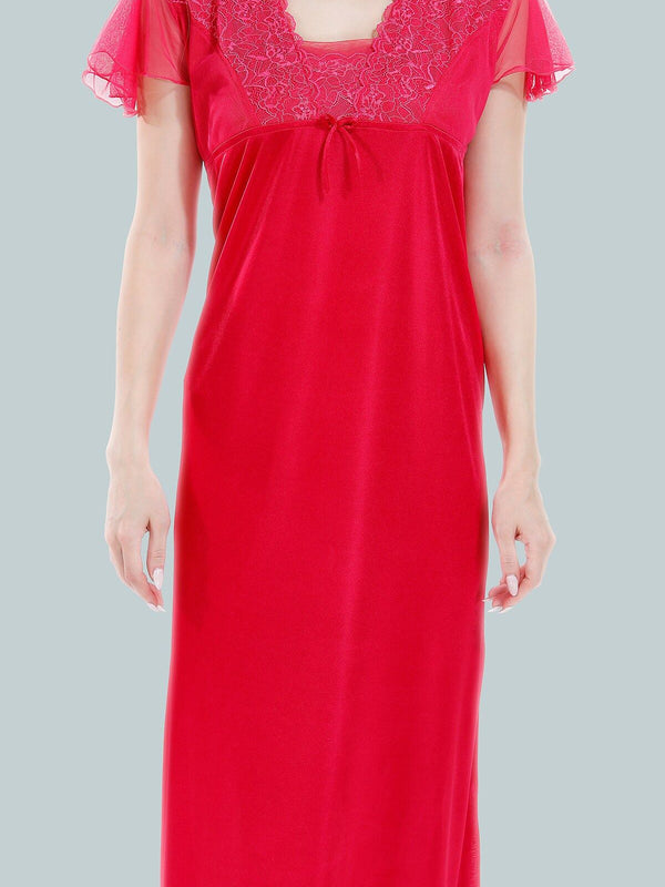 Be You Square Neck Lace Up Details Satin Maxi Nightdress With Robe