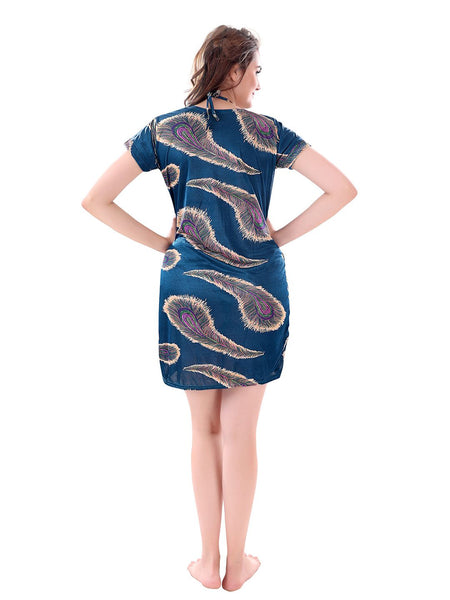 Be You Women Set of 3 Teal Printed Nightdress