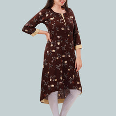 Be You Floral Printed High Low Hem Maternity Feeding Kurta