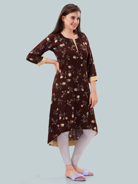 Be You Floral Printed High Low Hem Maternity Feeding Kurta