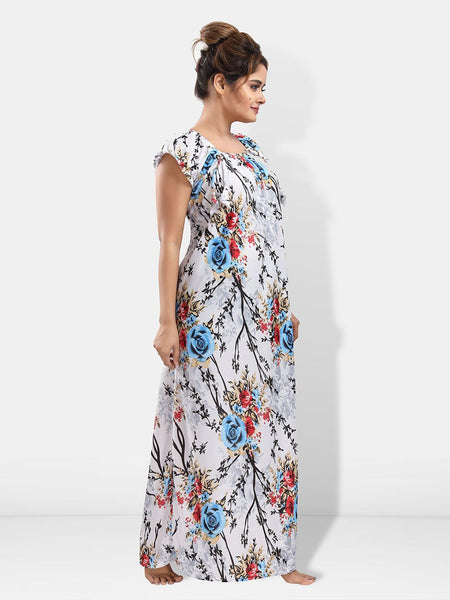 Be You Floral Printed Satin Maxi Nightdress