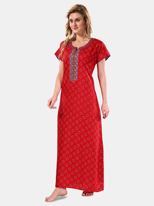Be You Ethnic Motifs Printed Maxi Nightdress