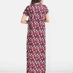 Be You Geometric Printed Maternity Satin Maxi Nightdress