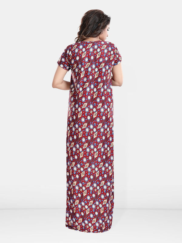 Be You Geometric Printed Maternity Satin Maxi Nightdress