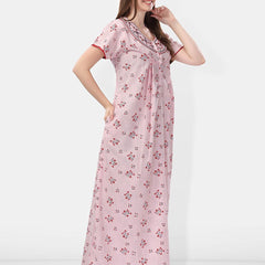 Be You Floral Printed Embroidered Maxi Nightdress