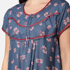 Be You Blue Printed Maxi Nightdress