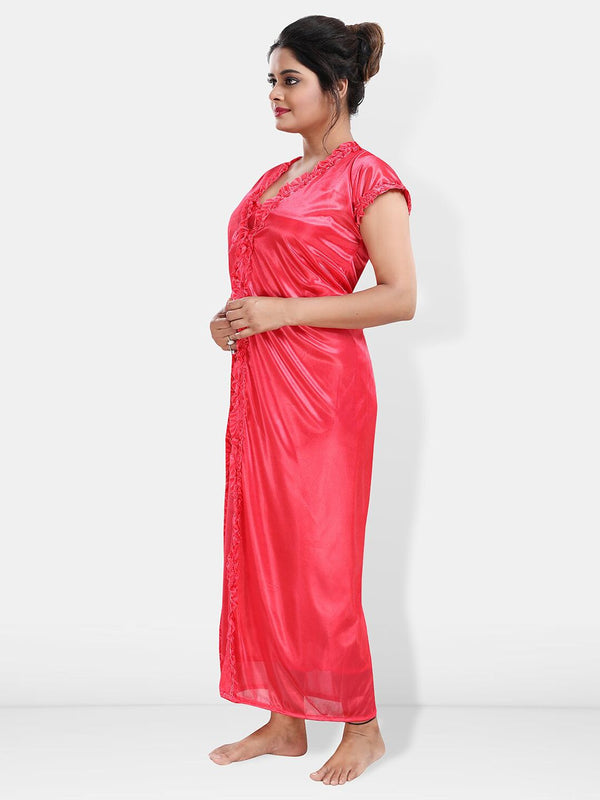 Be You Shoulder Straos Lace Detail Maxi Nightdress With Robe