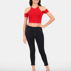 Be You Cold-Shoulder Cotton Crop Top