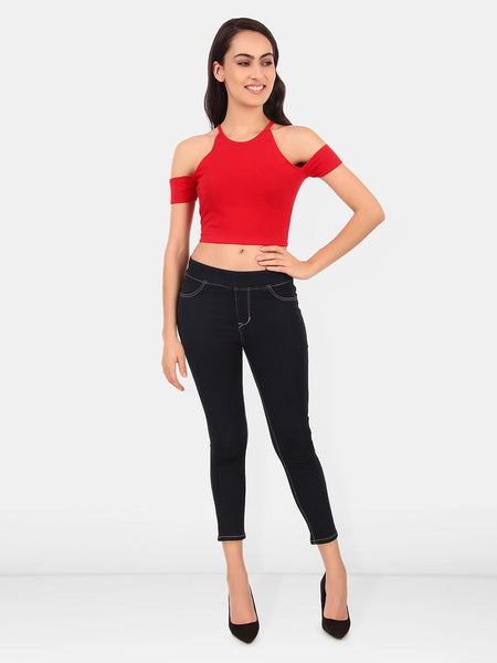 Be You Cold-Shoulder Cotton Crop Top