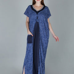 Be You Women Printed Satin Maxi Nightdress