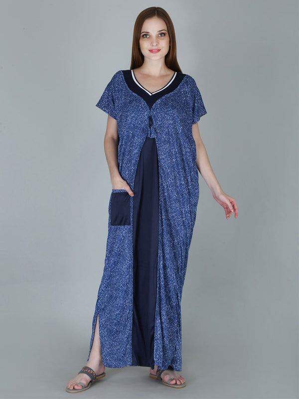 Be You Women Printed Satin Maxi Nightdress