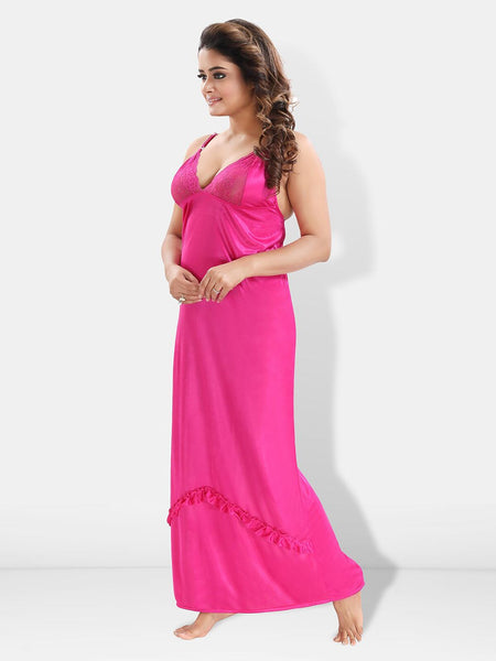 Be You 6 Pieces Satin Maxi Nightdress Set With Robe And Lingerie Set