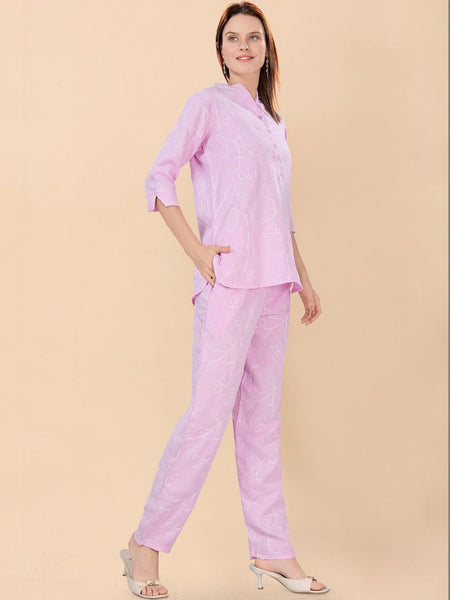 Be You Embroidered Top With Trousers Co-Ords