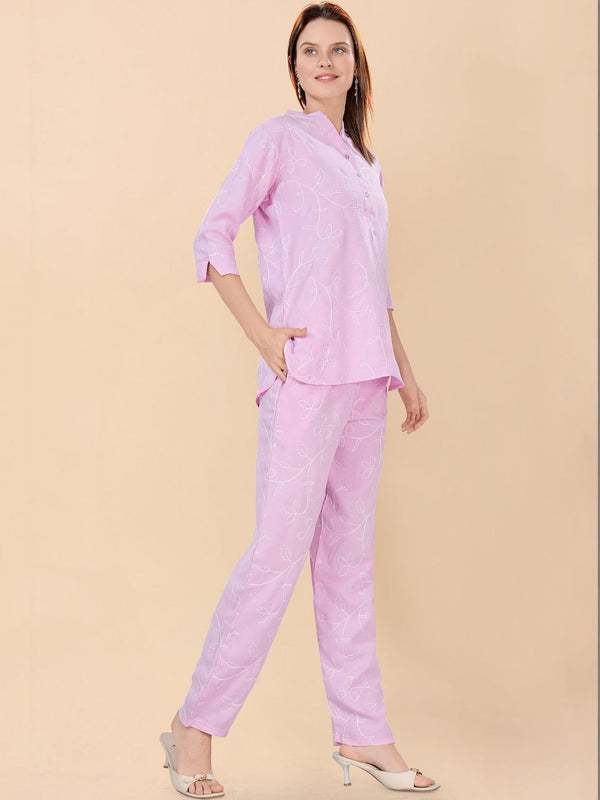Be You Embroidered Top With Trousers Co-Ords