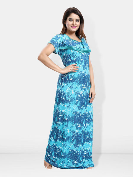 Be You Abstract Printed Maxi Satin Maternity Nightdress