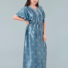 Be You Blue Printed Maxi Kaftan Nightdress