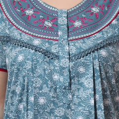 Be You Blue Embroidered Maxi Nightdress