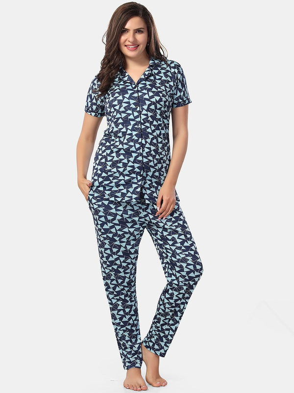 Be You Geometric Printed Night suit