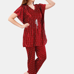 Be You Geometric Printed Satin Night Suit