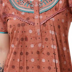 Be You Peach-Coloured Embroidered Maxi Nightdress