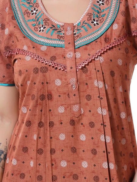 Be You Peach-Coloured Embroidered Maxi Nightdress
