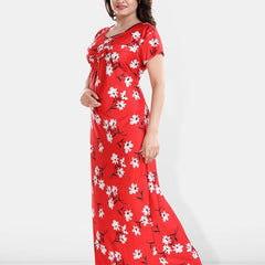 Be You Floral Printed Maxi Satin Maternity Nightdress