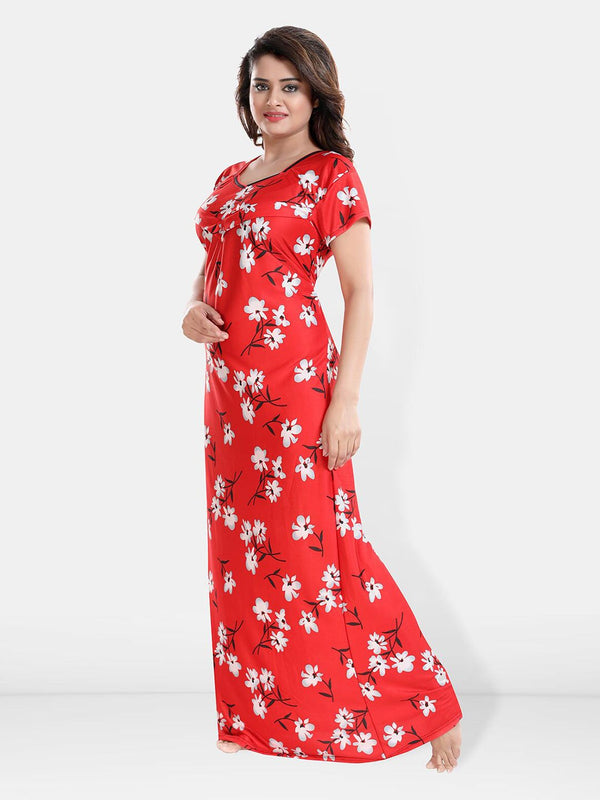 Be You Floral Printed Maxi Satin Maternity Nightdress